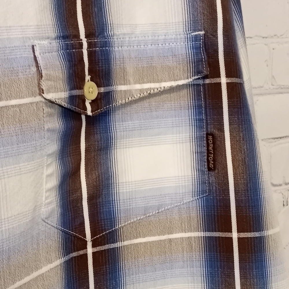 Horny Toad Blue / Brown Plaid Button-up Long Sleeve Men's Shirt Size Large - Picture 12 of 12